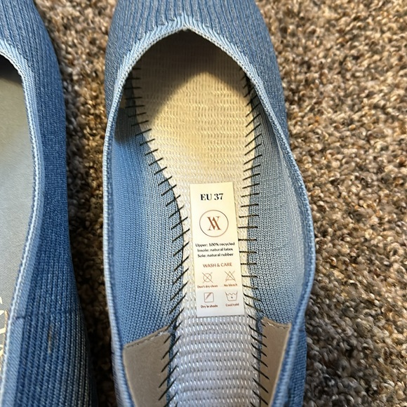 Vivaia New Margot Square Toe V-Cut Flat Denim Blue Size EU 37 US 6.5 - Picture 2 of 6